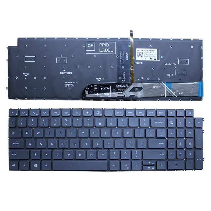New Dell Inspiron 15 3511 3515 15 5510 5515 7510 16 Plus 7610 Keyboard US Black With Backlit Without Frame